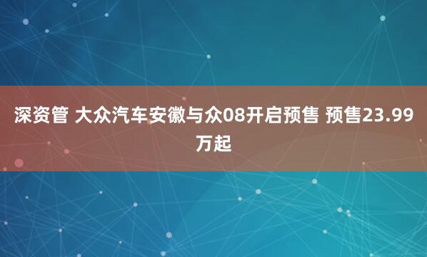 深资管 大众汽车安徽与众08开启预售 预售23.99万起